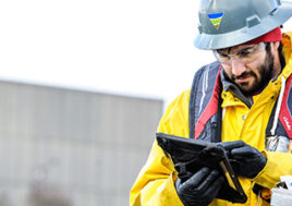 Man looking at a tablet